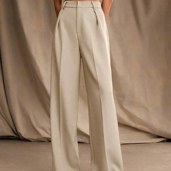 Apricot Casual Women's Pleated Maillard Straight High-Waist Trousers - Picture 2 of 6